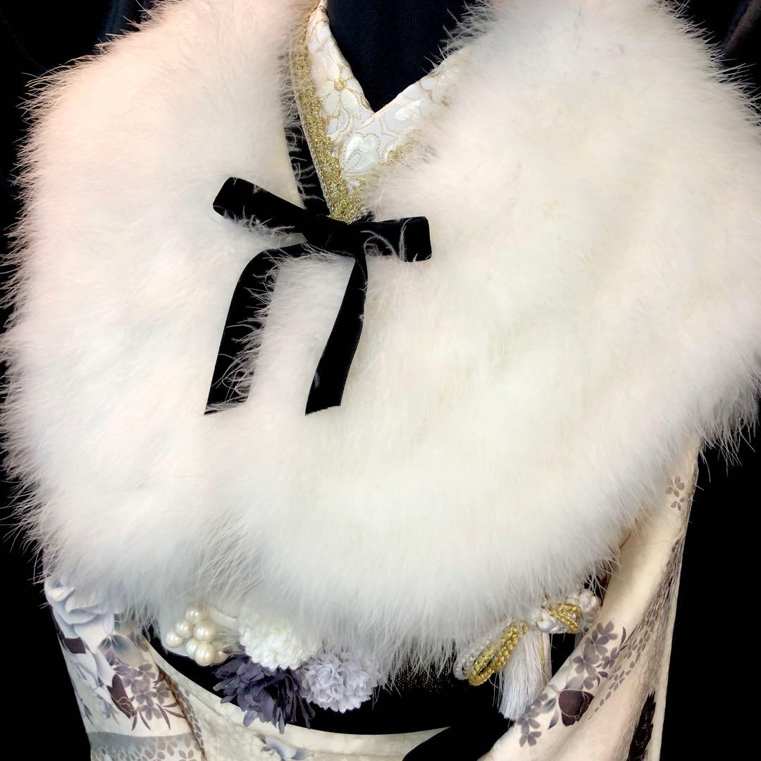 ■モノトーン系■白振袖■薔薇■正絹振袖フルセット■成人式■振袖一式