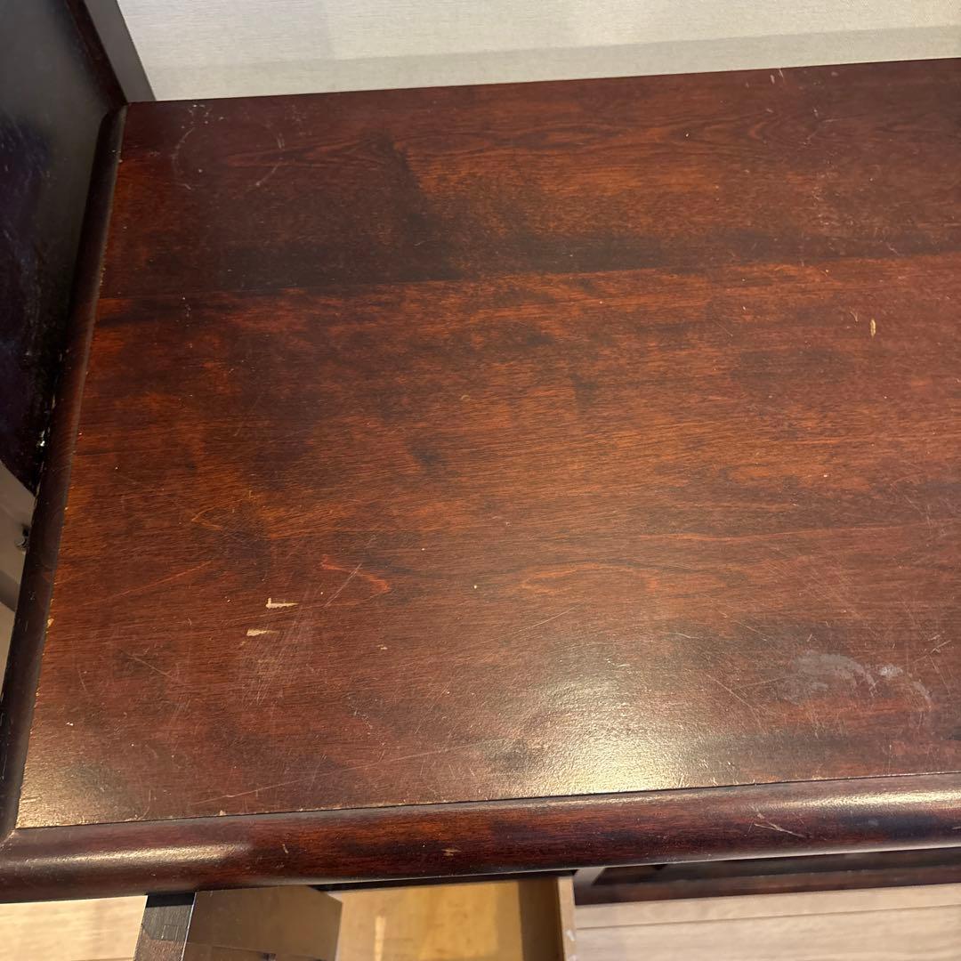 北海道民芸家具 ダークブラウン木製キャビネット ガラス扉付き