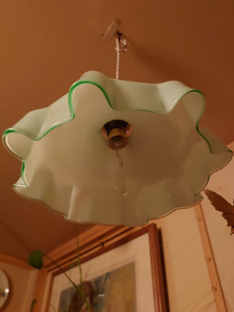 フランス1910s'ヴァセリン(ウラン)ペンダント シーリングランプ