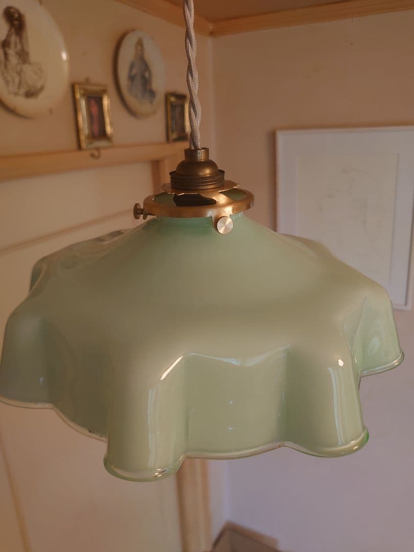 フランス1910s'ヴァセリン(ウラン)ペンダント シーリングランプ