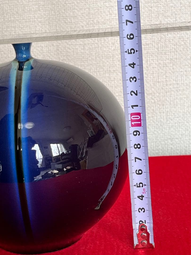 【希少】三代 人間国宝 徳田八十吉 (正彦銘)深厚耀彩 線文 壺 T245