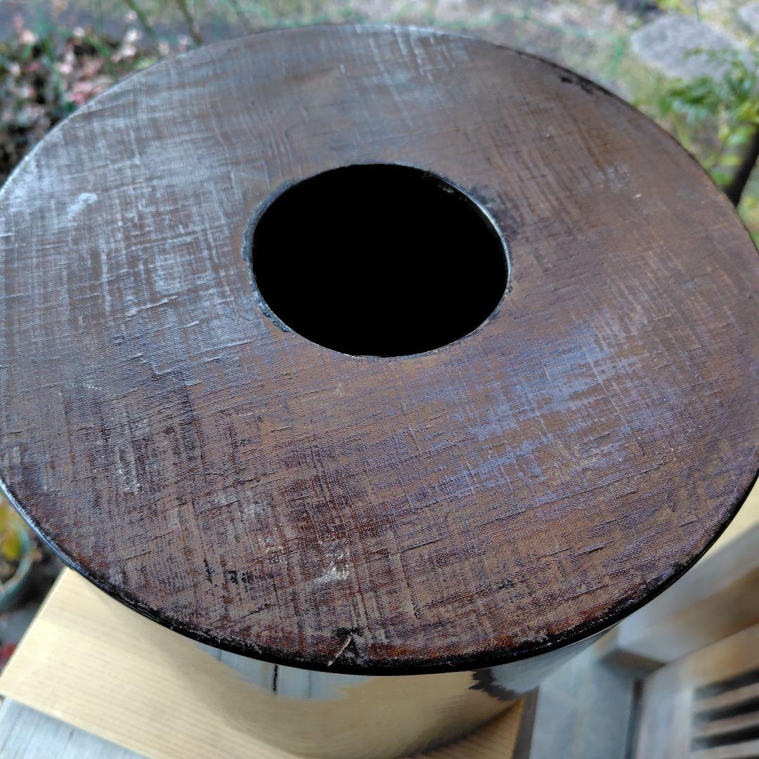 ①菊螺鈿手焙　火鉢黒漆　清菊真香