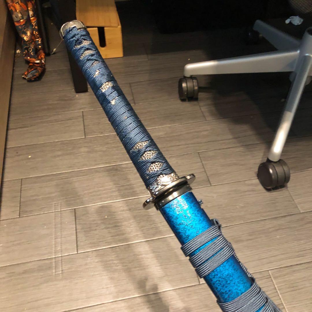 高級模造刀　高級居合刀　樋入り刀身　優波紋　亜合金刀身　名刀　居合刀　青拵え