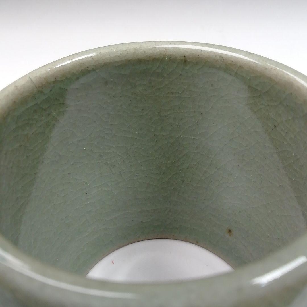 Ｔ９６９　皆具　『青磁　皆具』『釜谷陶房　申相浩 作』　共箱　茶道具