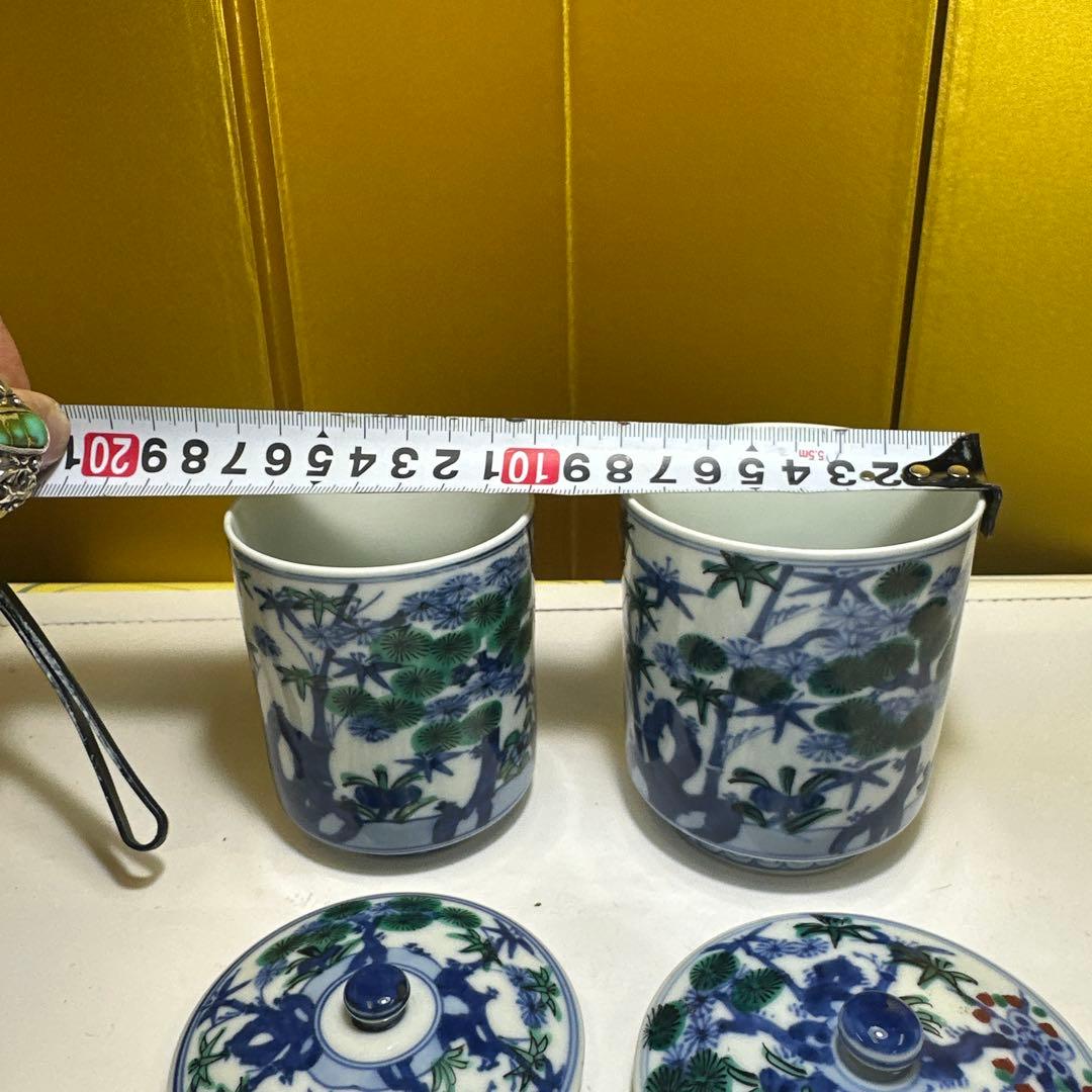 湯吞，京焼，平安，清水焼，茶道具 陶磁器 花柄 2個セット