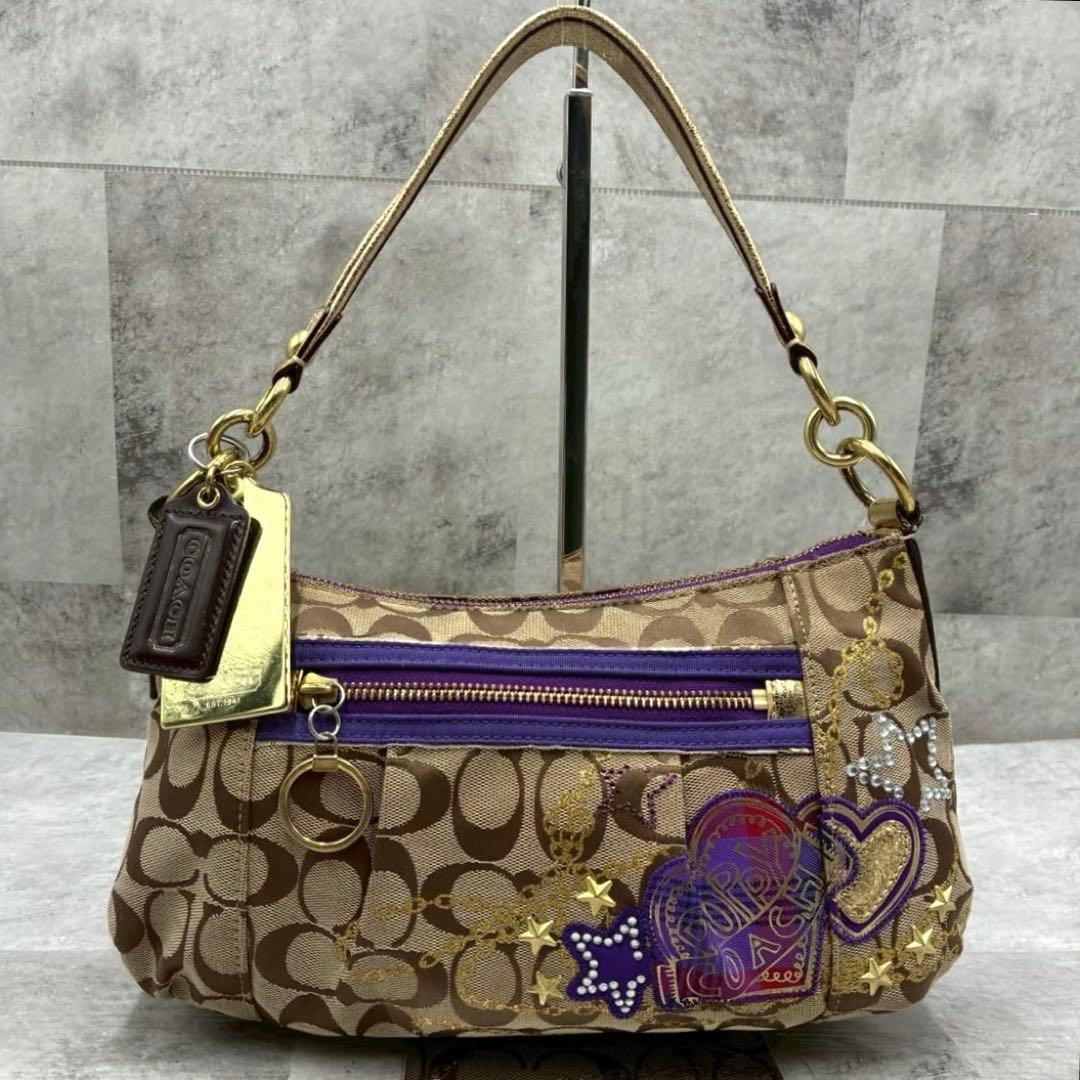 極美品 コーチ ポピー 2way ショルダーバッグ アクセサリーポーチ 肩掛け