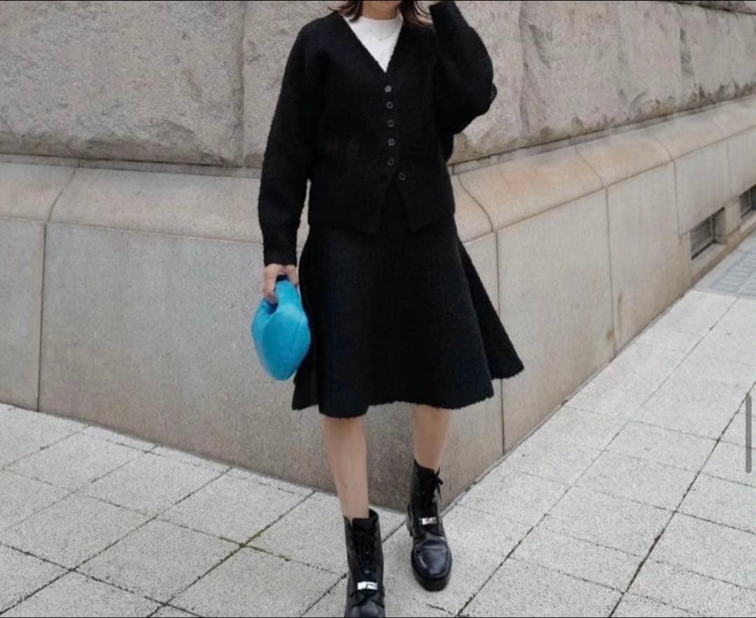 新品　MACHATTブークレニットスカートboucle knit skirt 黒