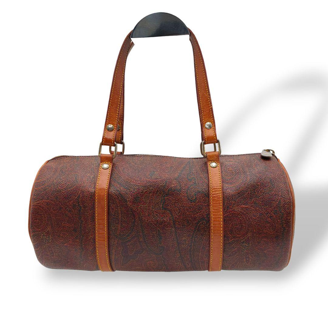 【希少】ETRO　エトロ　ミニボストンバッグ　総柄　ペイズリー　良品　レザー