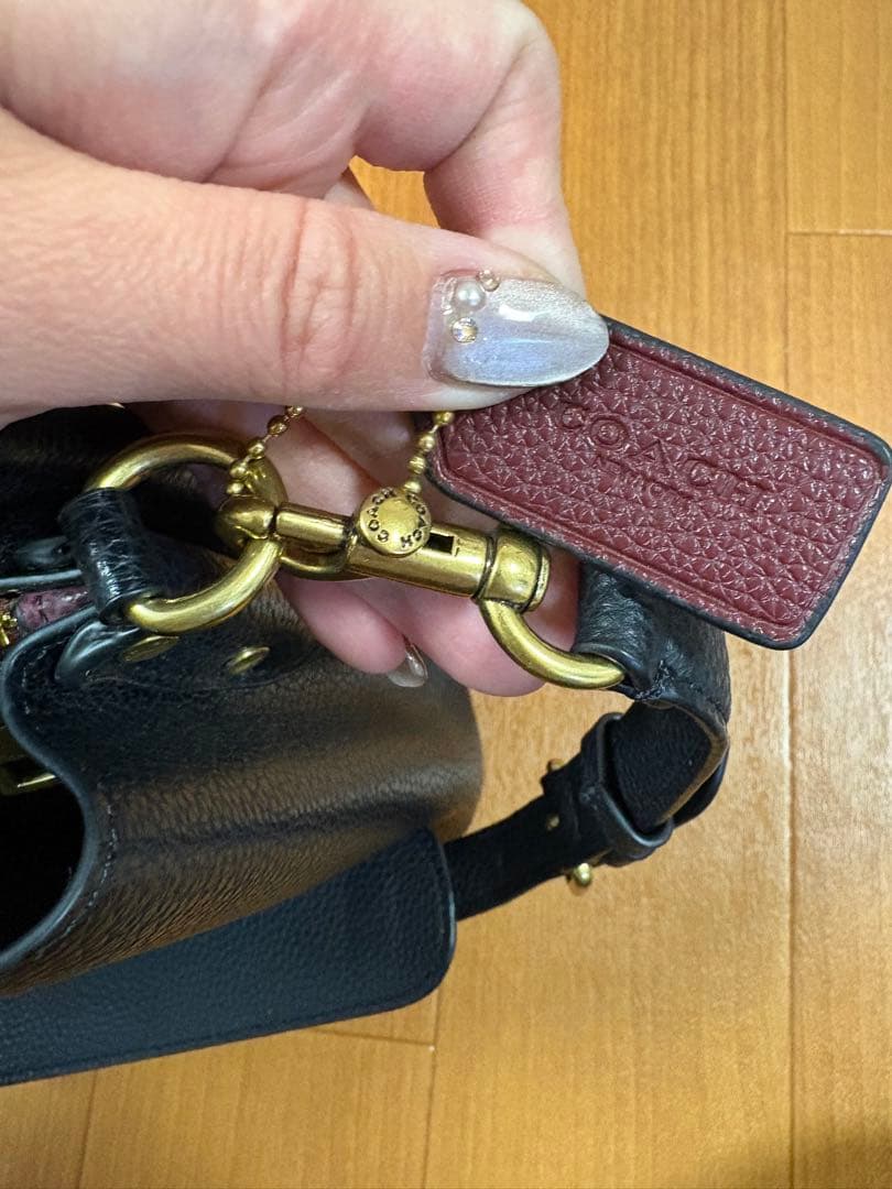 コーチ　coach 黒　レザーショルダーバッグ