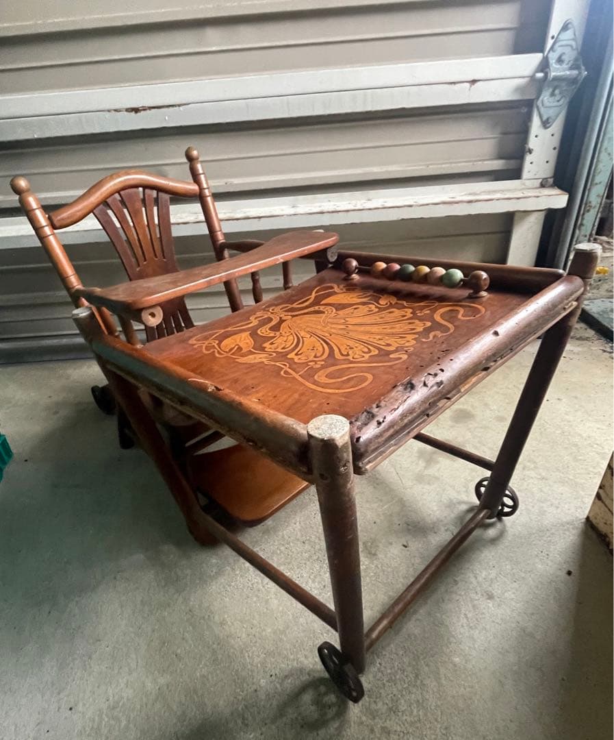 稀少/アンティーク/フランス/チャイルドチェア/アームチェア/テーブル付き