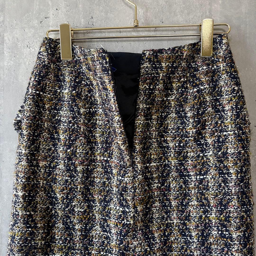 新品✨Viaggio Blu 高級ツイード タイトスカート 秋冬　フリンジ