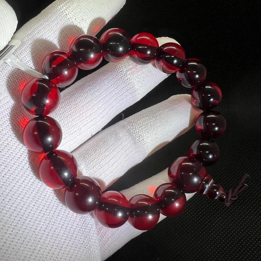 新品　天然レッドアンバー 赤琥珀10mmブレスレット鑑定書付きAB999