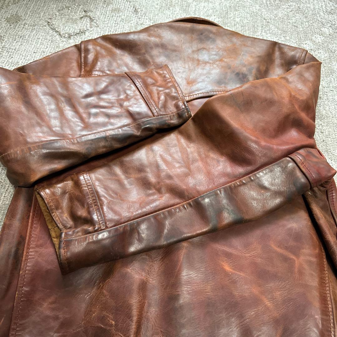 Aero Leather ハーフベルテッド シングルライダース レザージャケット