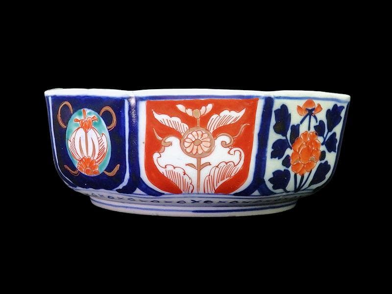 古伊万里　色絵　花の図　八角鉢　大鉢　C018AS-CWy