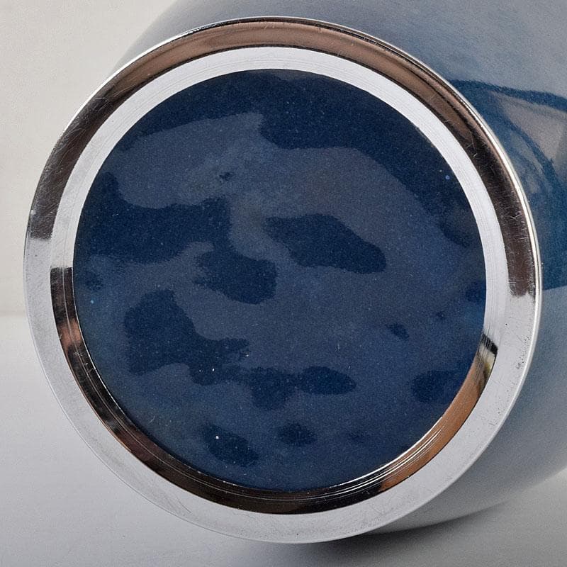 七宝焼　粂野締太郎造　鶴文　花瓶　共箱　M　R9266