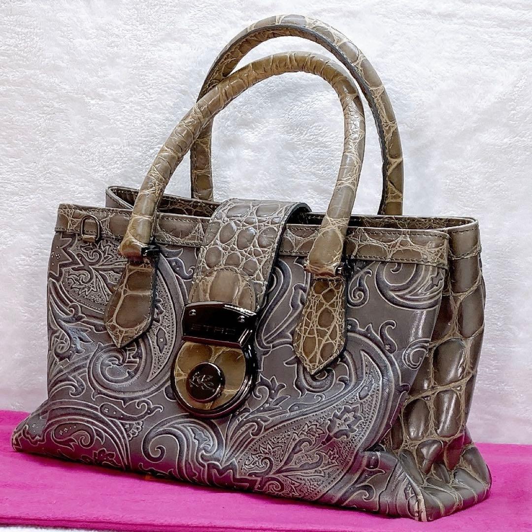 ✨綺麗✨ETRO エトロ マルゴット トートバッグ ペガサス金具 金具 レザー