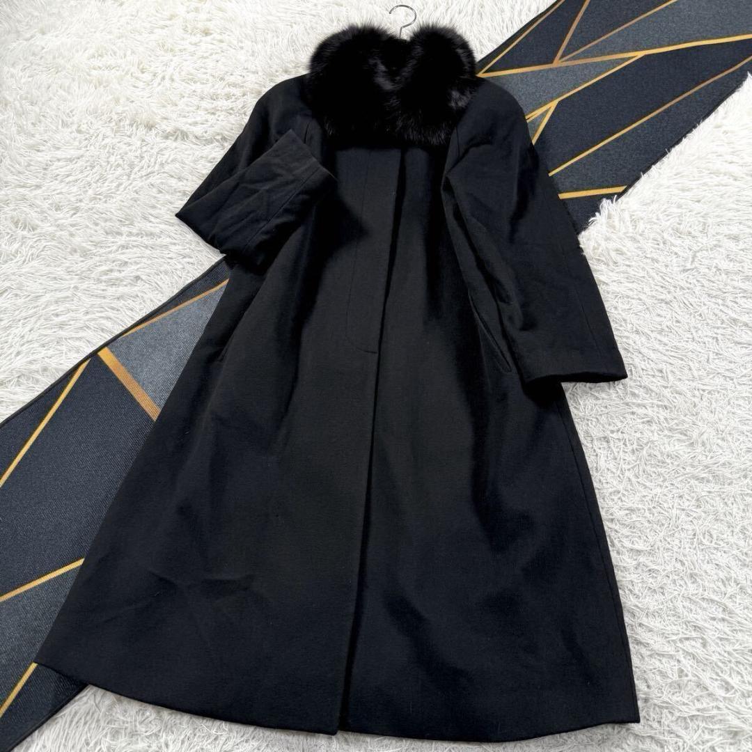 総丈120㎝ ヴェローナ フォクスファー カシミヤ100 コート ロング L