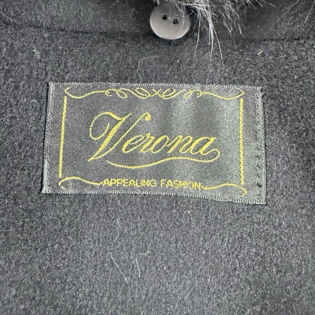 総丈120㎝ ヴェローナ フォクスファー カシミヤ100 コート ロング L