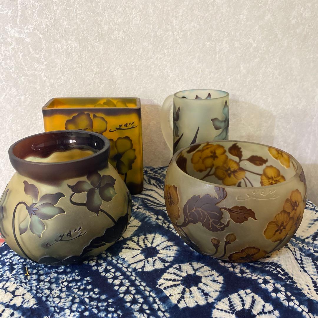 ガレ風？花瓶　ビアマグ　ガラス