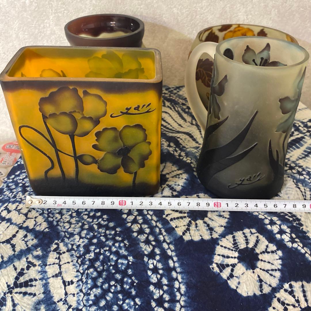 ガレ風？花瓶　ビアマグ　ガラス