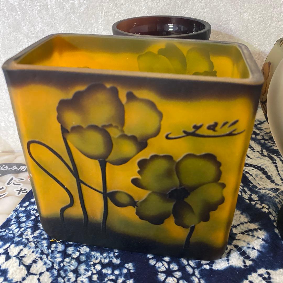 ガレ風？花瓶　ビアマグ　ガラス