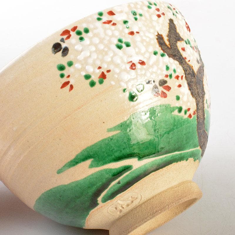 chica　京焼　六代　高橋道八作 桜模様　絵茶碗　時代箱　C　6760