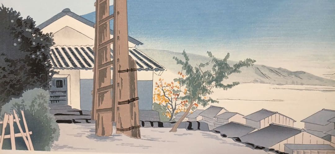 新版画富士三十六景ノ内岩淵町の富士、徳力富吉郎画、昭和15年頃内田美術書肆出版