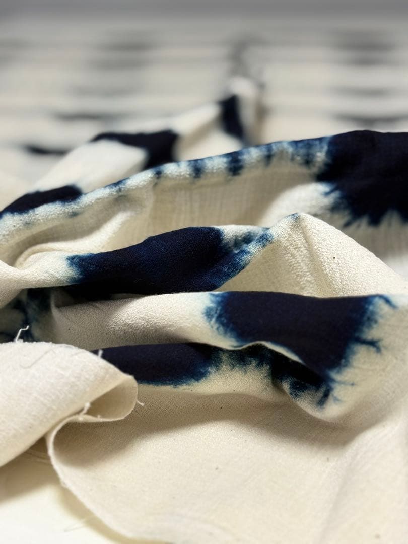 N5「片野絞り」民藝 藍染絞り職人 片野かほり 藍染絞り布 国展 出品作品