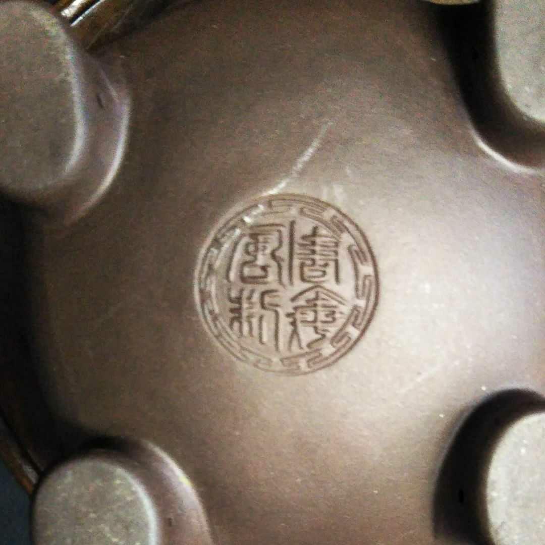 ※中国古美術/朱泥紫砂象型四足茶壺/(底款:周検風制)