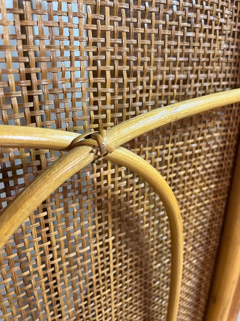 ラタン 4連 パーテーション 衝立 間仕切り ヴィンテージ 昭和レトロ