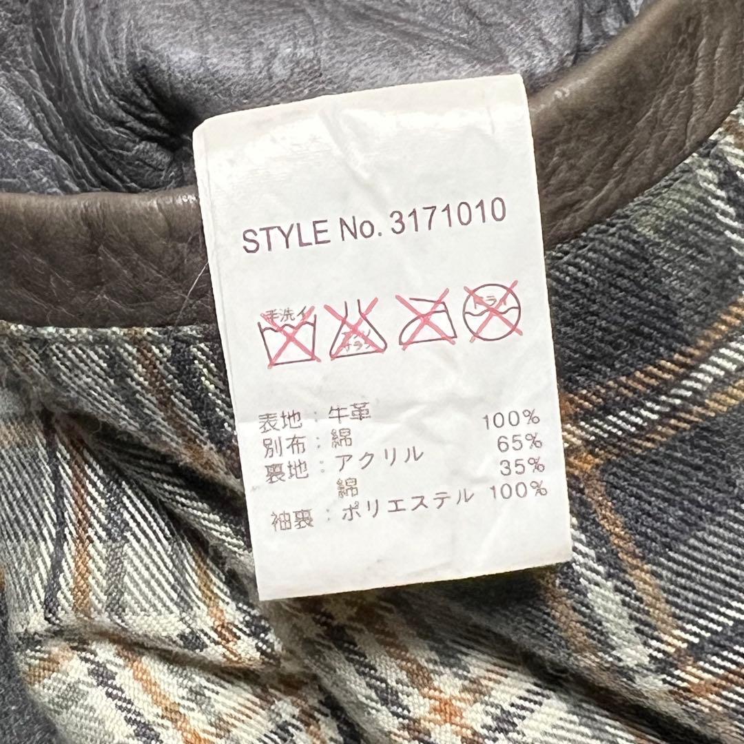 Schottクラッシックレーサー　シングルライダース　カーキ　袖白2本線　牛革S