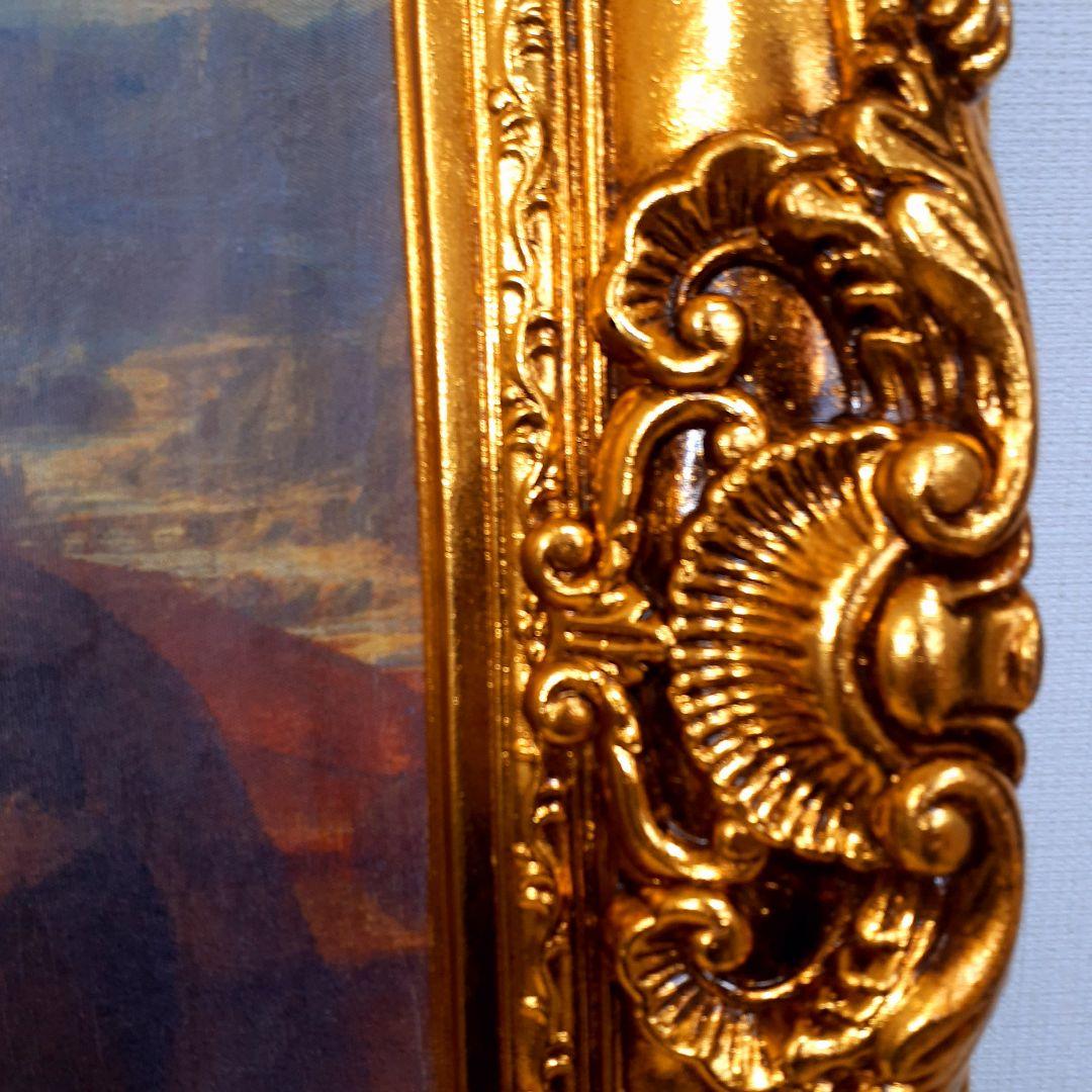 輸入雑貨　ダヴィンチ作　絵画　モナリザ　良質キャンバス生地　金箔使用　額絵