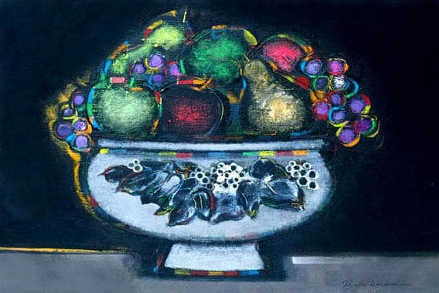 油絵 絵 絵画 インテリアuF6-062004 静物 果物と器