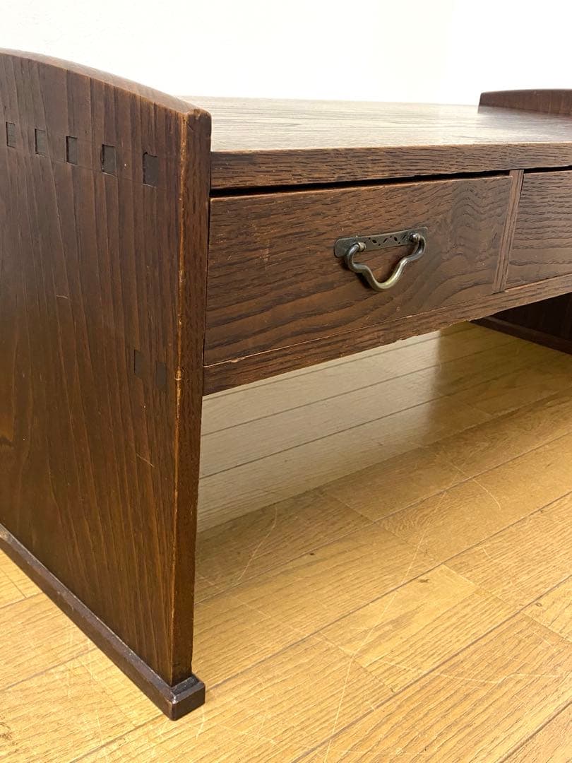 アンティーク レトロ 文机 机 飾り棚 インテリア 古民具 欅 けやき 無垢