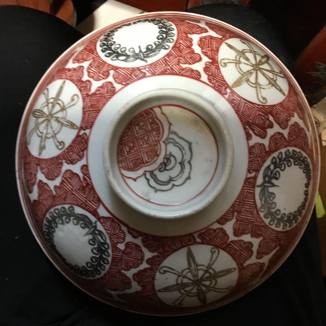 乳白手古九谷　大ぶり鉢　金銀彩(1650年〜1700年代)