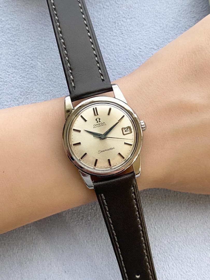 OH済 オメガ シーマスター デイト シルバーサンレイ 5.5振動 自動巻き