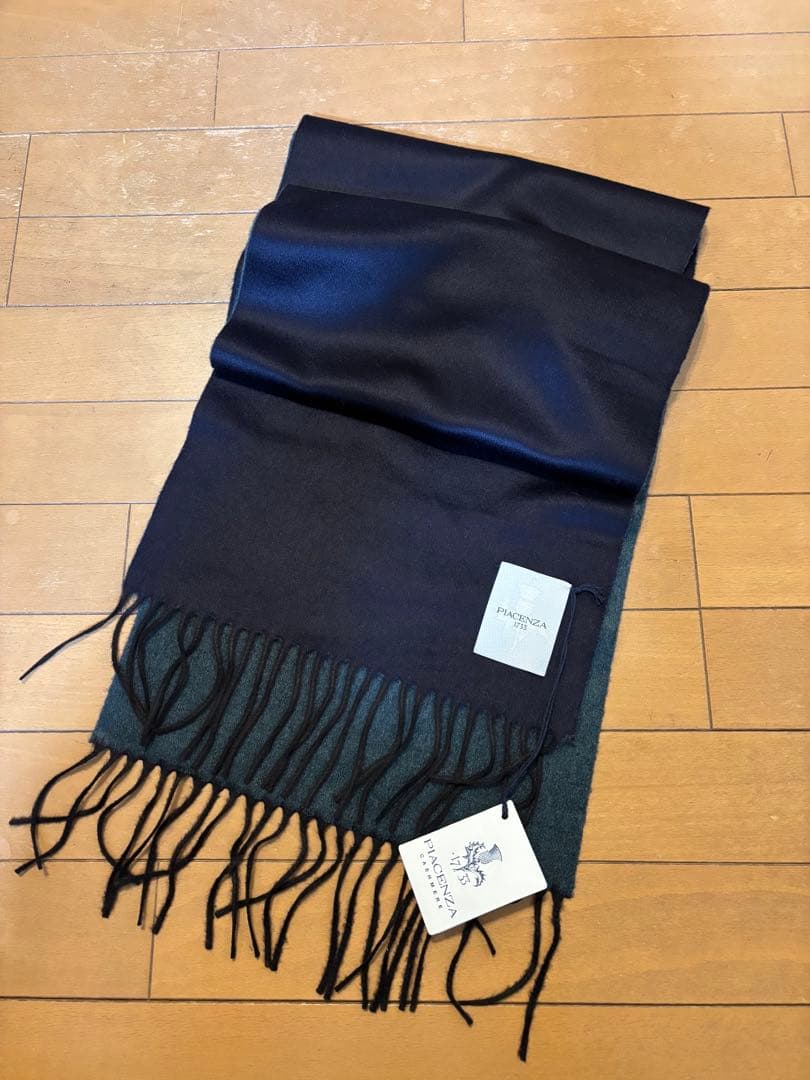 PIACENZAマフラー　リバーシブル　ネイビー✖️ダークグリーン