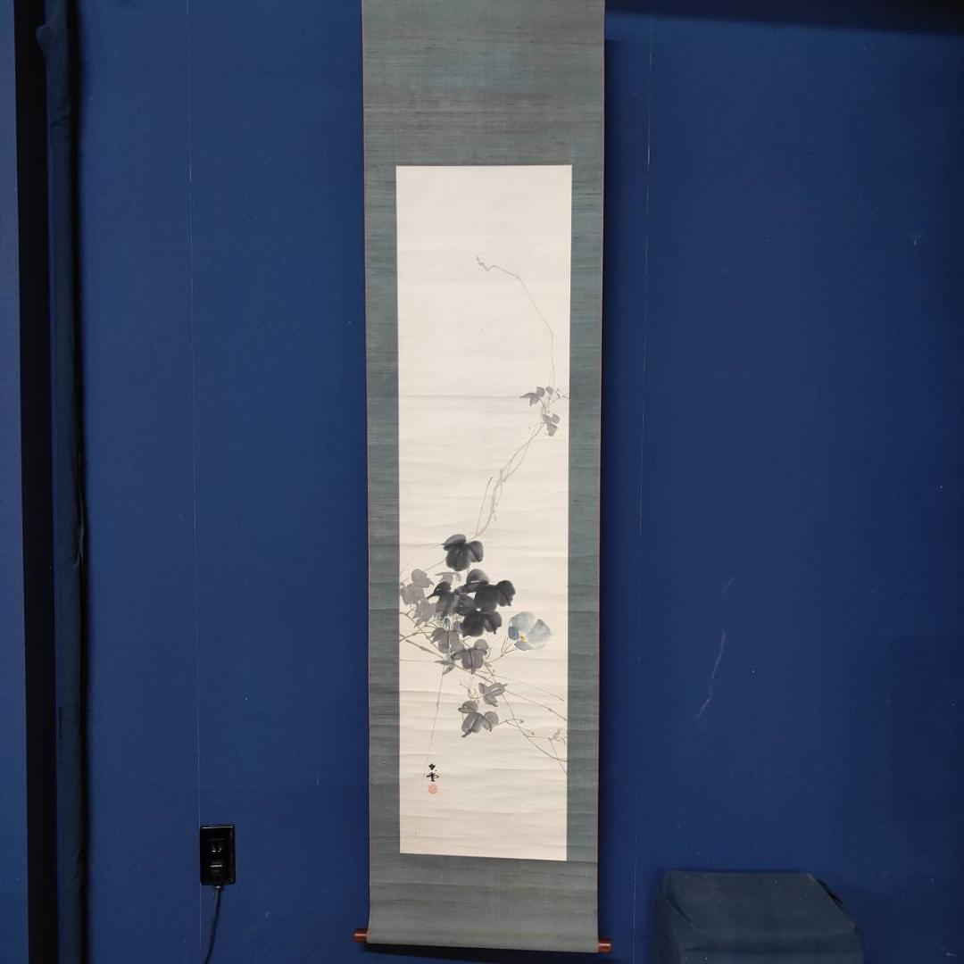 不詳/作者不詳/朝顔図/花/布袋屋掛軸A-451