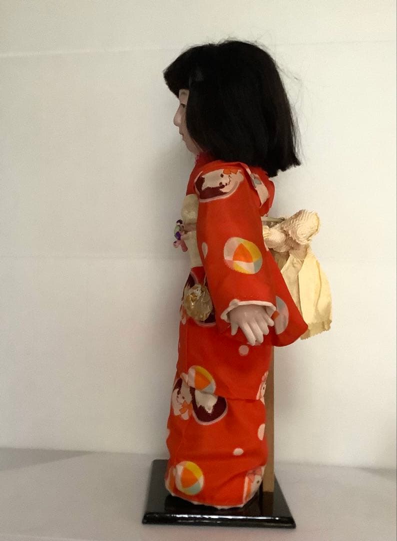 市松人形♪玉秀作♪アンティーク♪着物傷み、顔汚れ、髪乱れ♪約63cm♪訳あり