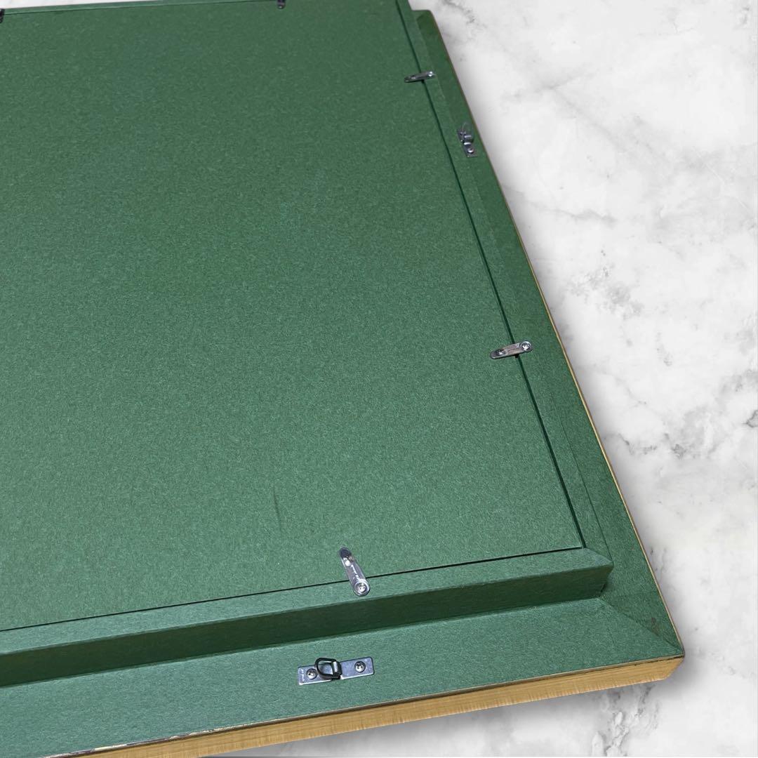 （新品）ゴールドフレーム 油彩額縁 緑色マット付き6号F用