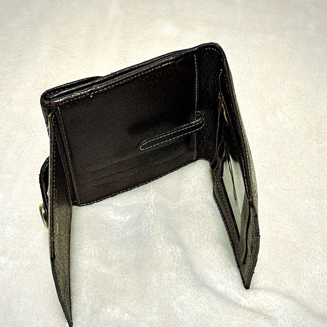 希少 オールドグッチ 二つ折り財布 シェリーライン GGスプリーム アクセコ 茶