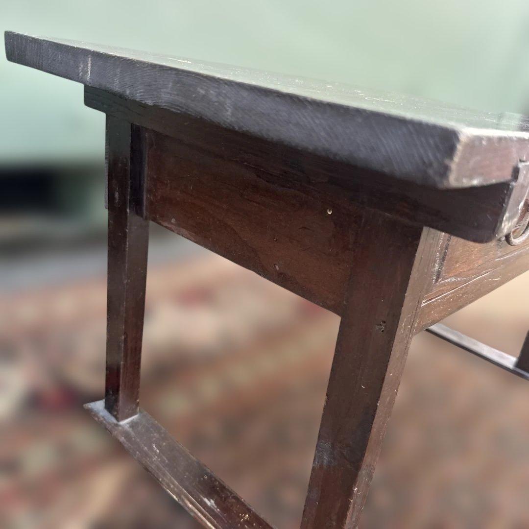 ヴィンテージ木製文机 ダークブラウン 引き出し2つ