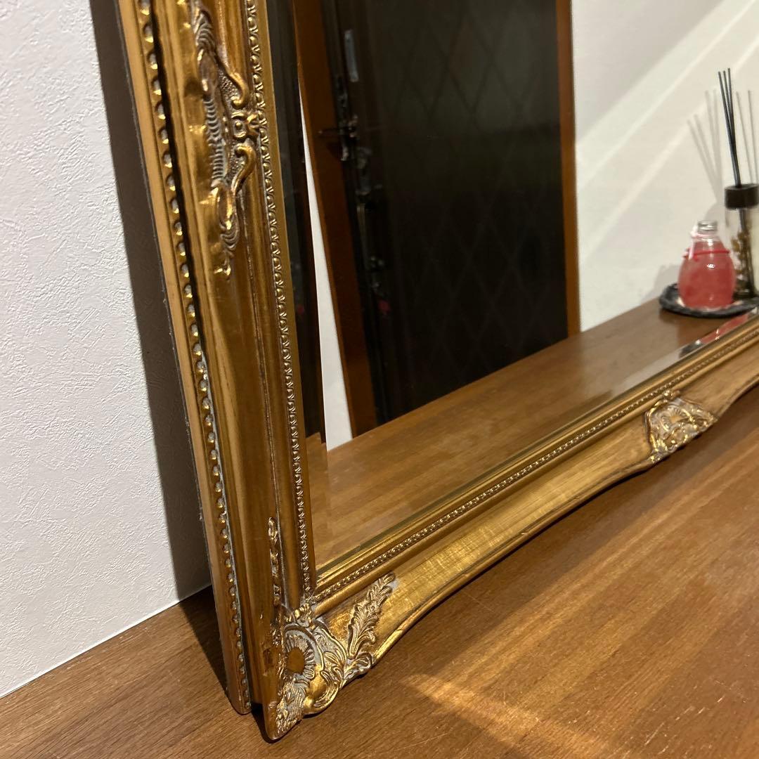 ④イギリスアンティーク調鏡✳︎大きな鏡✳︎金色フレーム