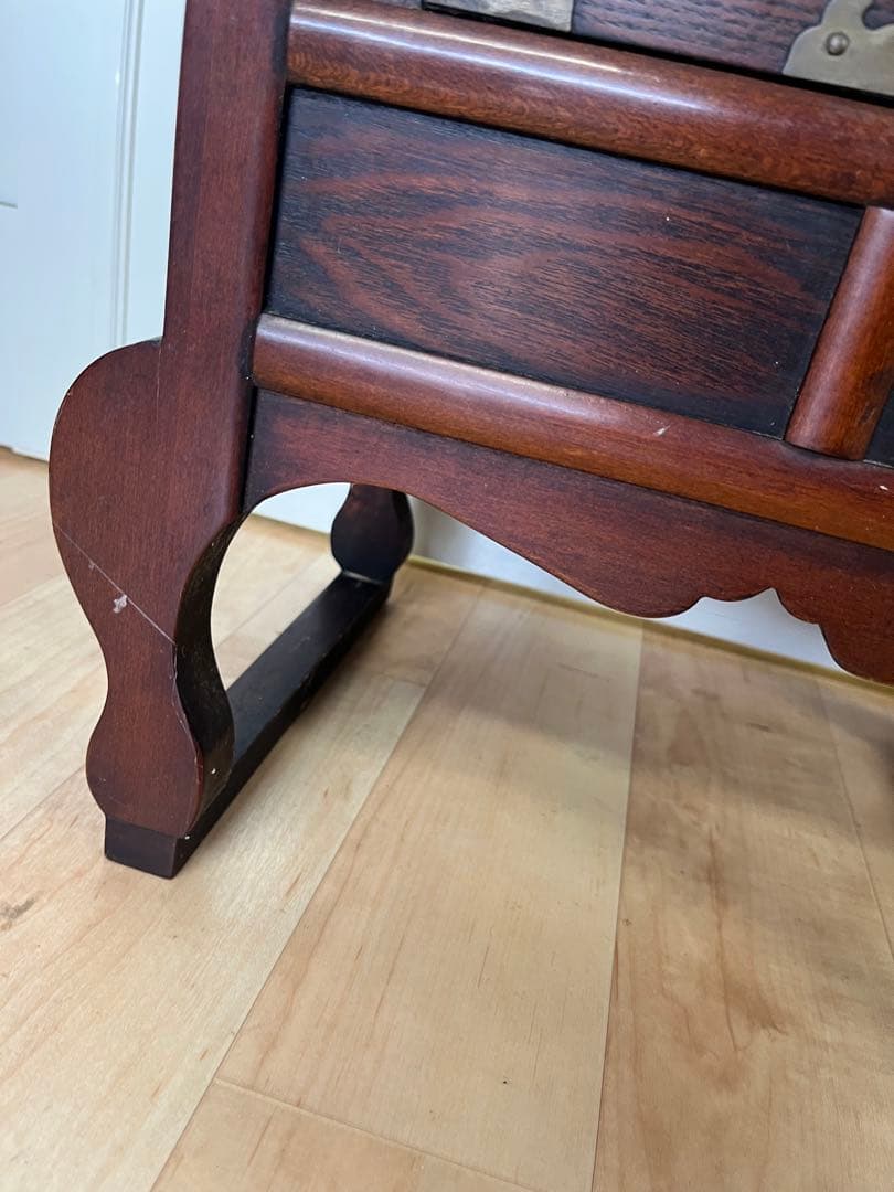 李朝家具 魚錠前付き 彫文字 ヤクジャン 薬箪笥 小引き出し 韓国朝鮮 古民具