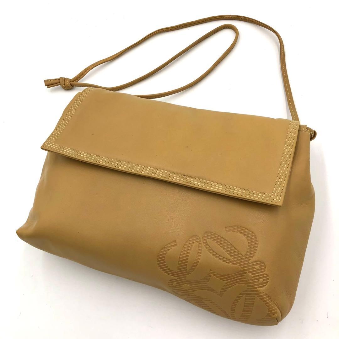 LOEWE ロエベ ショルダーバッグ アナグラム レザー キャメル ヴィンテージ