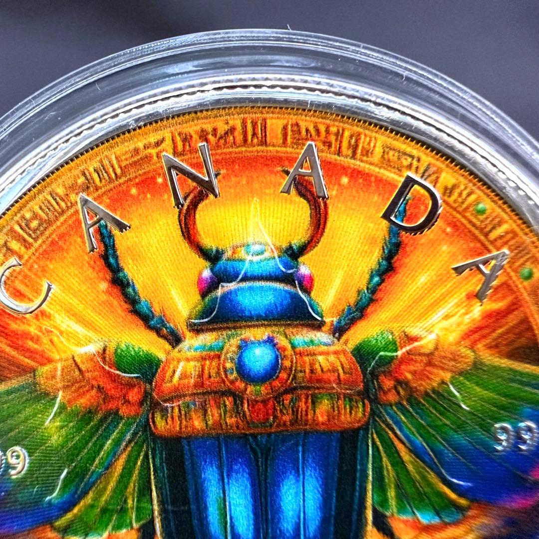メイプルリーフ 銀貨 カラー 古代エジプト 黄金虫 1オンス 1oz 純銀