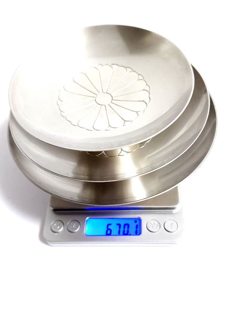 吉岳宗雲斎 皇室御用金工師 銀製 菊御紋入 盃 3客 約670.1g