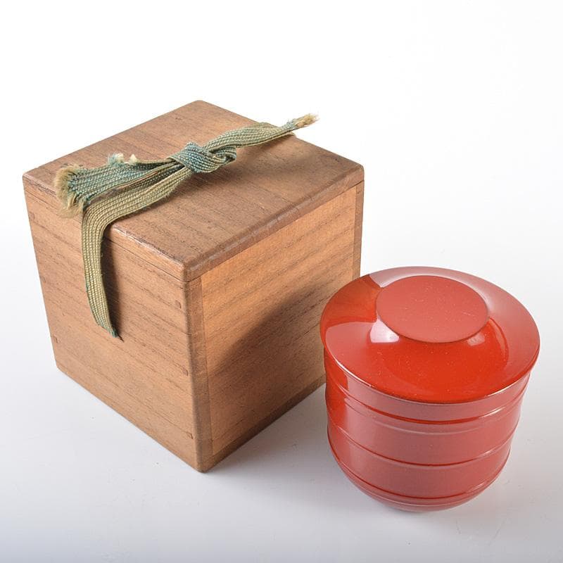 茶道具　山中塗　朱塗　棗　花押あり　書付箱　V　R6270