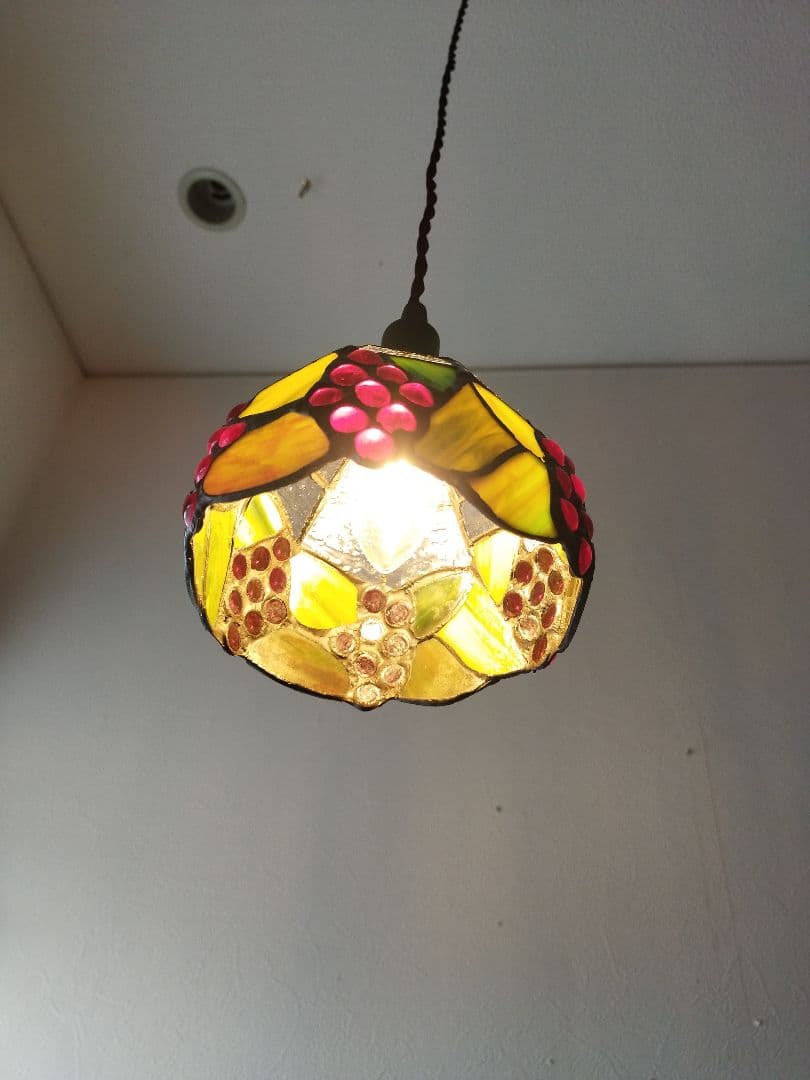 おかきっ子　コード１ｍ3台ダクトレール用プチステンドグラスペンダントランプ