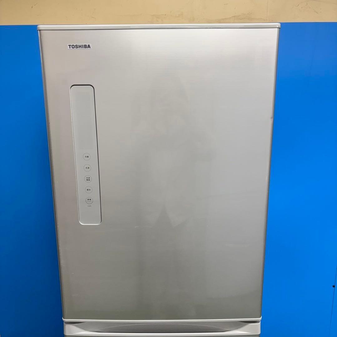 525 東芝 大型冷蔵庫 400L強 右開き 自動製氷 5ドア 大人気　シルバー